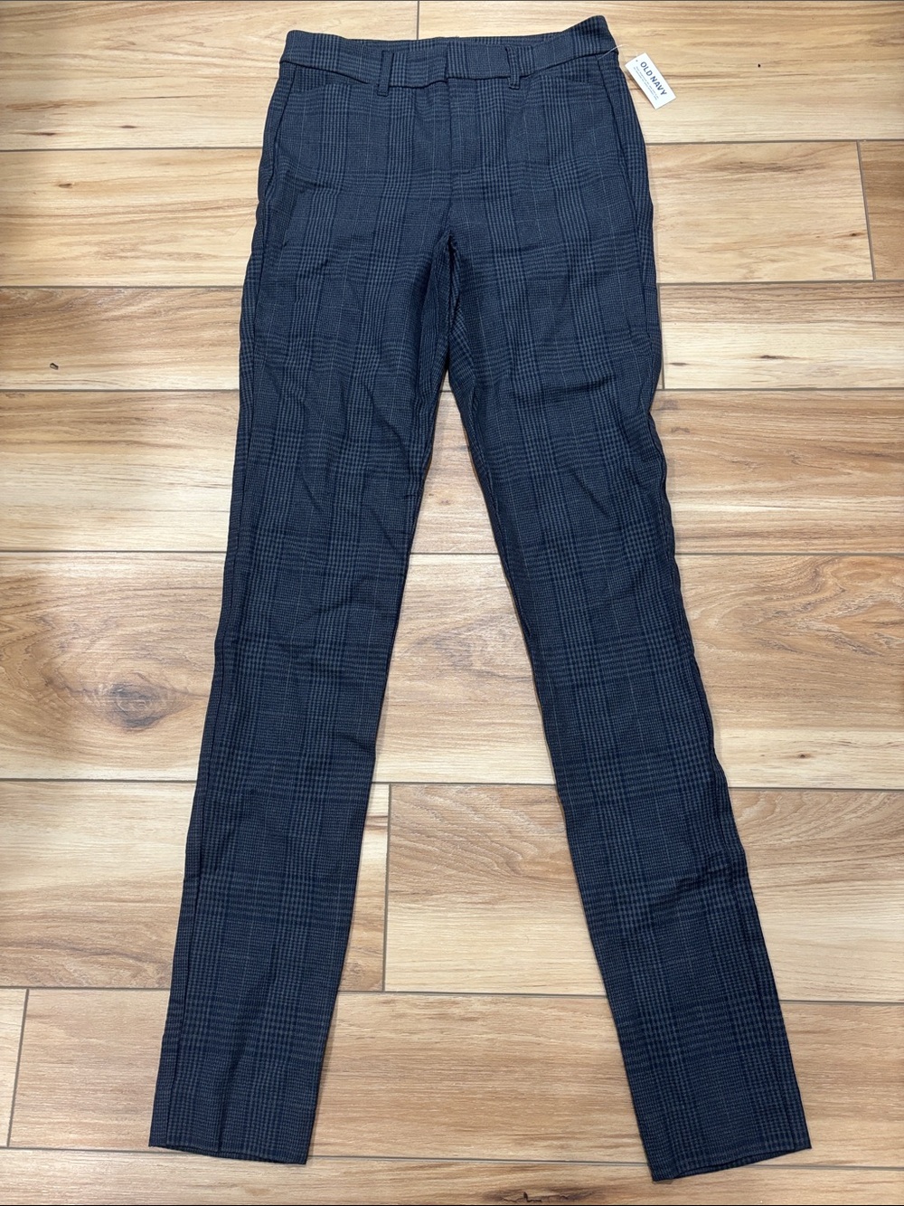 Tall Old Navy Black Plaid Straight-Leg Dress Pants
